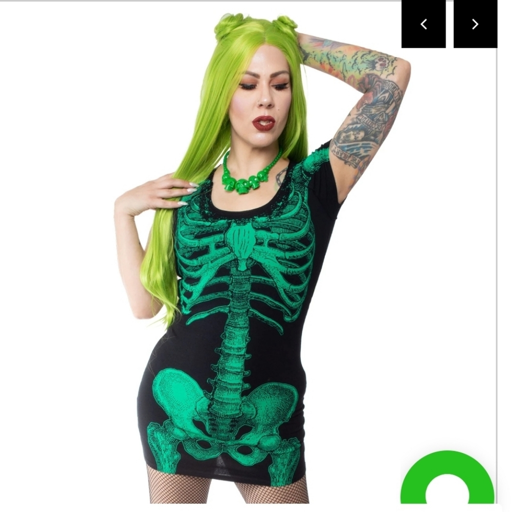 Kreepsville 666 Green Skeleton Dress